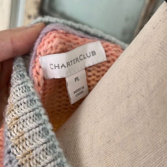 Charter Club Womens Knitted Sweater Crewneck Stripe Ombre Size Large NWT - Picture 6 of 10